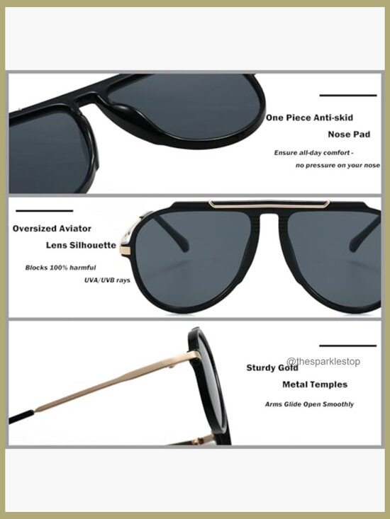 Classic Oversized Aviator Sunglasses UV400 Pilot Shades Composite main image 6